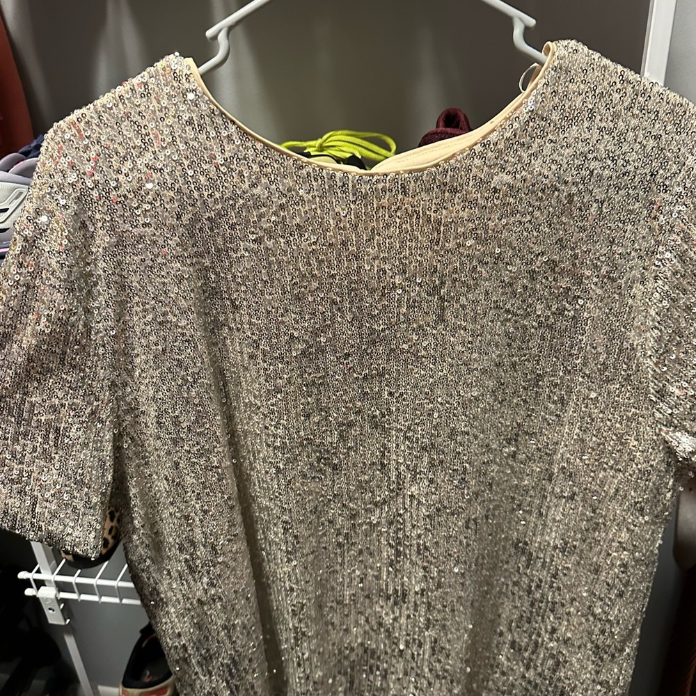 Elegant Gold Sequin Women's Tunic